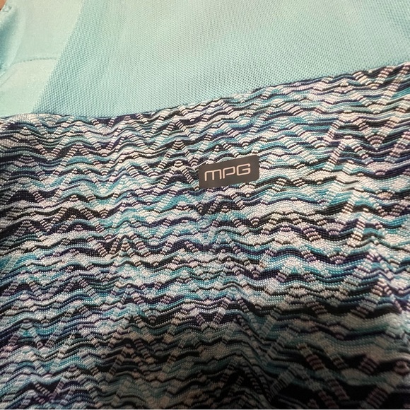 MPG Active Travel Dress Pockets Teal Boho Chevron Print A-Line Mesh Racerback - Picture 7 of 9